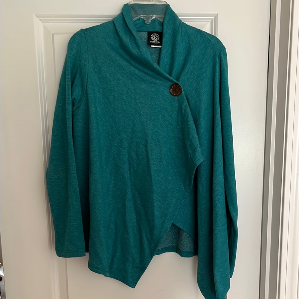 Bobeau Teal One Button Sweater